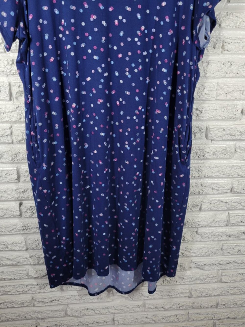 Joyspun Women's Plus Size 3X Nightgown Blue Pink Geometric Short Sleeve GEO61E - Picture 5 of 11